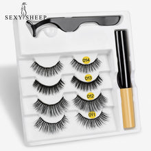 Load image into Gallery viewer, 4pairs Magnet Eyelash Magnetic Liquid Eyeliner&amp; Magnetic False Eyelashes &amp; Tweezer Set Waterproof
