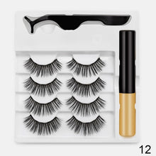 Load image into Gallery viewer, 4pairs Magnet Eyelash Magnetic Liquid Eyeliner&amp; Magnetic False Eyelashes &amp; Tweezer Set Waterproof
