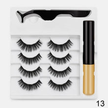 Load image into Gallery viewer, 4pairs Magnet Eyelash Magnetic Liquid Eyeliner&amp; Magnetic False Eyelashes &amp; Tweezer Set Waterproof

