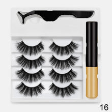 Load image into Gallery viewer, 4pairs Magnet Eyelash Magnetic Liquid Eyeliner&amp; Magnetic False Eyelashes &amp; Tweezer Set Waterproof
