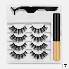 Load image into Gallery viewer, 4pairs Magnet Eyelash Magnetic Liquid Eyeliner&amp; Magnetic False Eyelashes &amp; Tweezer Set Waterproof
