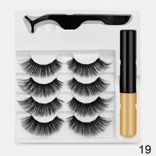 Load image into Gallery viewer, 4pairs Magnet Eyelash Magnetic Liquid Eyeliner&amp; Magnetic False Eyelashes &amp; Tweezer Set Waterproof
