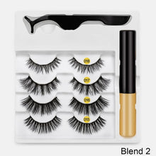 Load image into Gallery viewer, 4pairs Magnet Eyelash Magnetic Liquid Eyeliner&amp; Magnetic False Eyelashes &amp; Tweezer Set Waterproof
